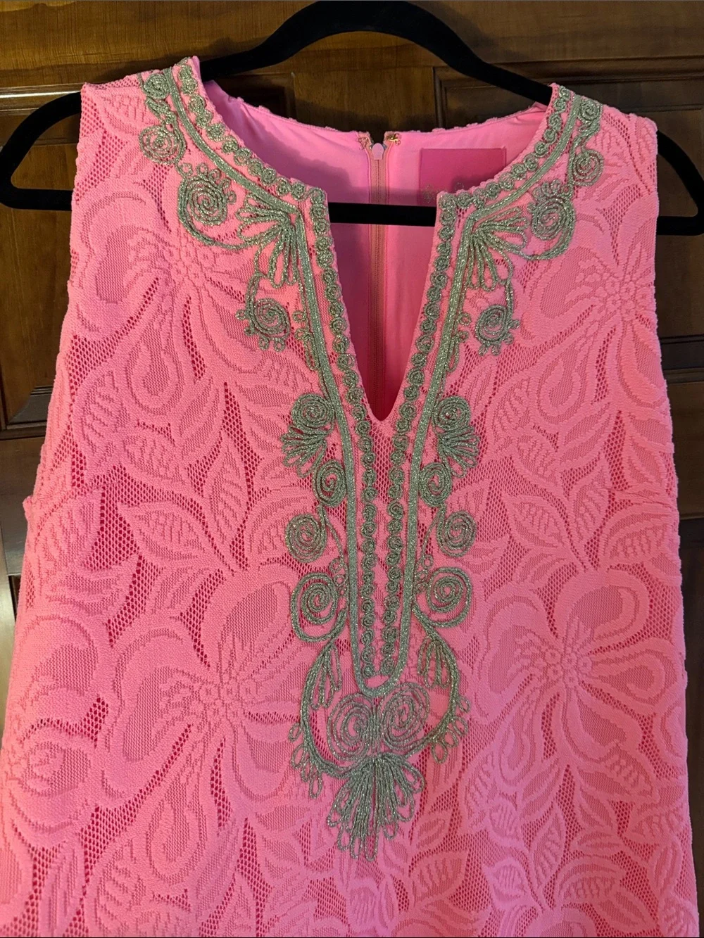Size 16 Lilly Pulitzer Bright Pink Maxi Dress with Gold Embroidery - Picture 11 of 15